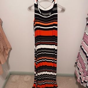 Orange and black maxi dress